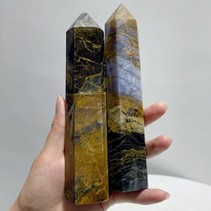 11 Pieces Large Pitersite Tower Points - Wholesale Crystals