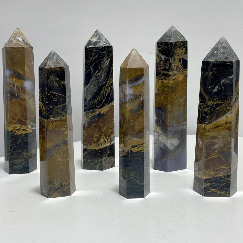 11 Pieces Large Pitersite Tower Points - Wholesale Crystals