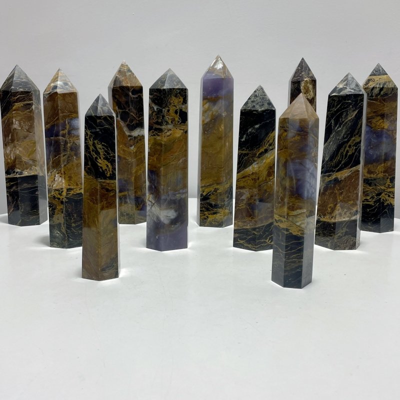 11 Pieces Large Pitersite Tower Points - Wholesale Crystals