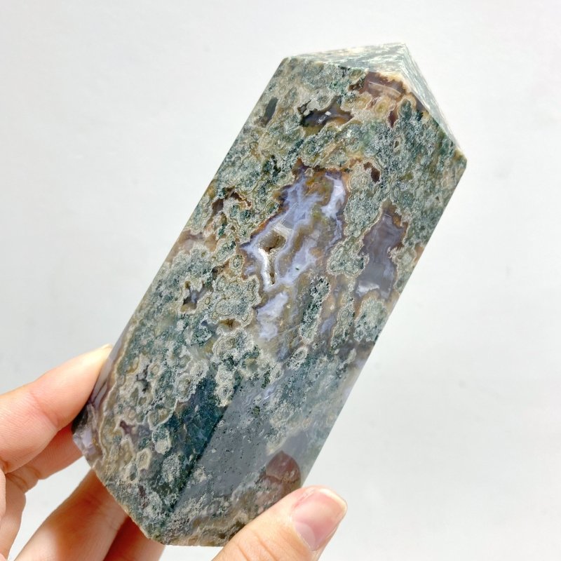 11 Pieces Moss Agate Four - Sided Tower Points - Wholesale Crystals