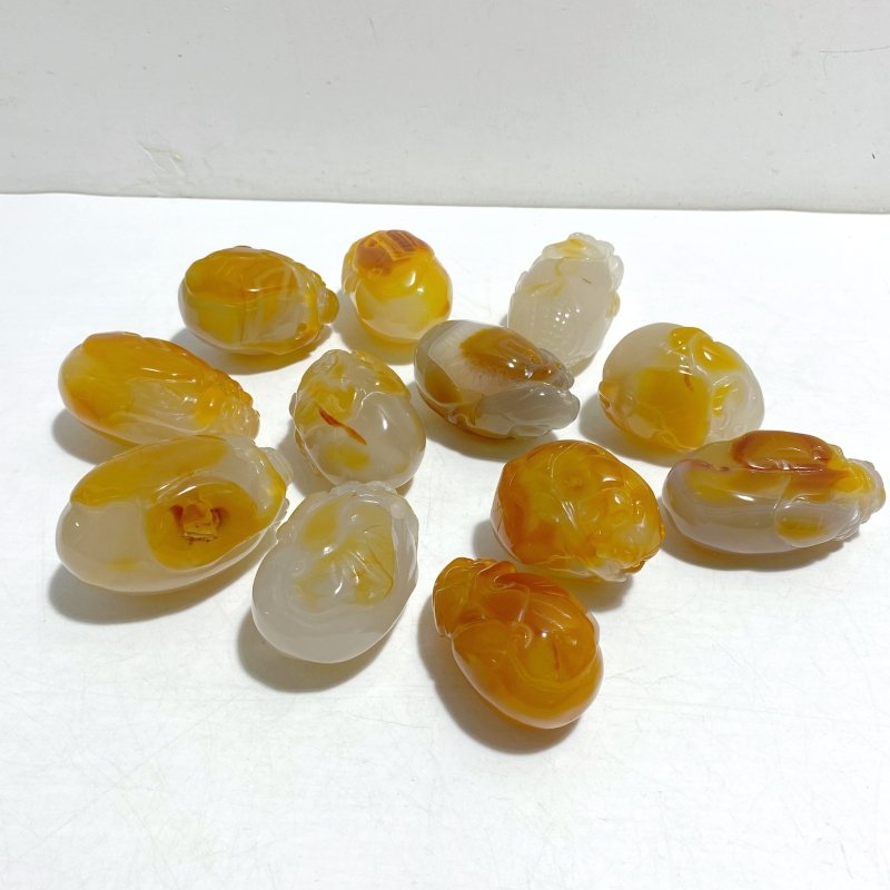 12 Pieces Beautiful Agate Tiger Carving - Wholesale Crystals