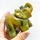 12 Pieces Beautiful Moss Agate Elephant Carving - Wholesale Crystals