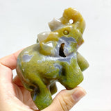 12 Pieces Beautiful Moss Agate Elephant Carving - Wholesale Crystals