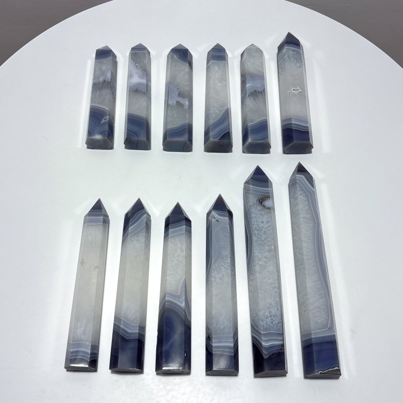 12 Pieces Large Stripe Agate Mixed Quartz Tower - Wholesale Crystals