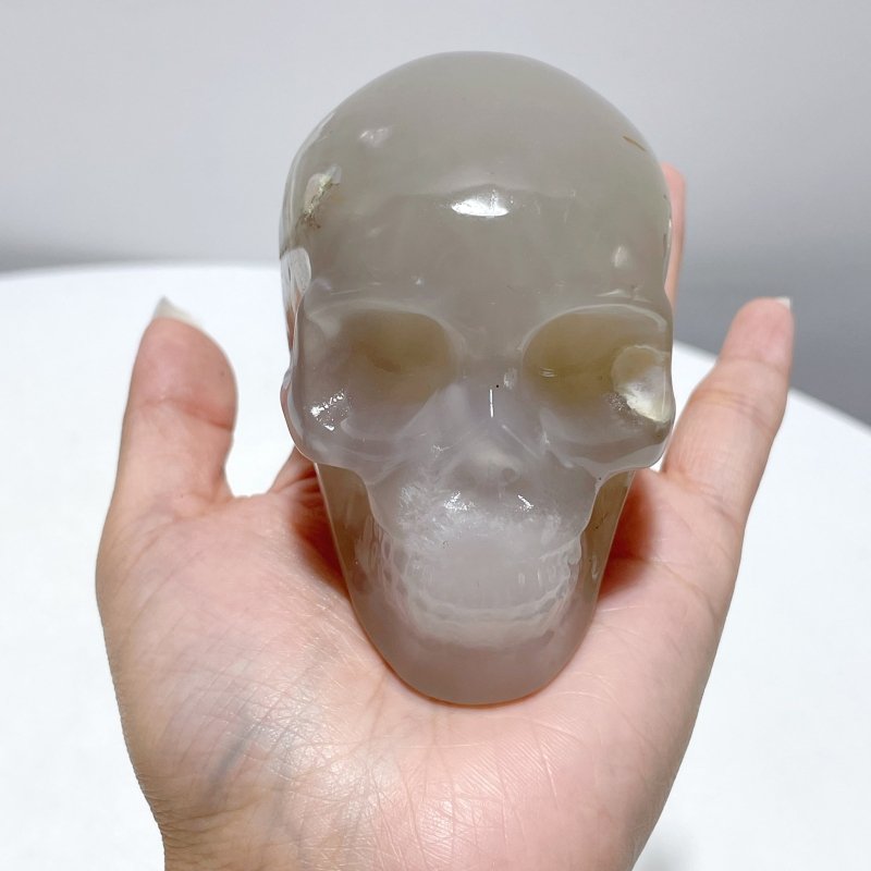 12 Pieces Sakura Agate Skull Carving - Wholesale Crystals