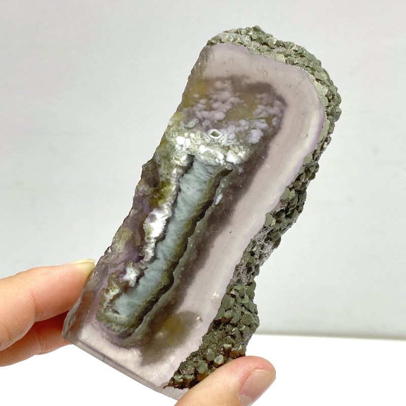 12 Pieces Unique Fluorite Mixed Pyrite Calcite Slab - Wholesale Crystals