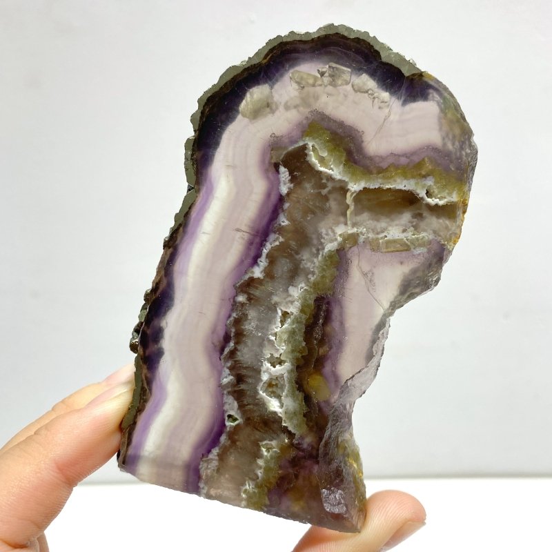 12 Pieces Unique Fluorite Mixed Pyrite Calcite Slab - Wholesale Crystals