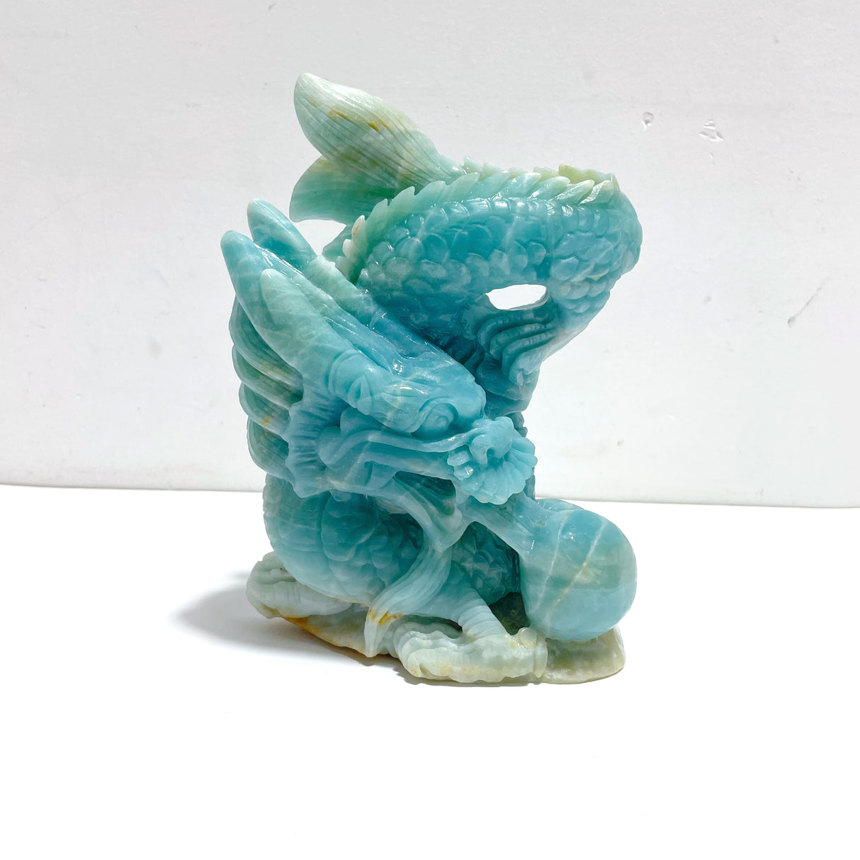 Unique Caribbean Calcite Flying Dragon Carving
