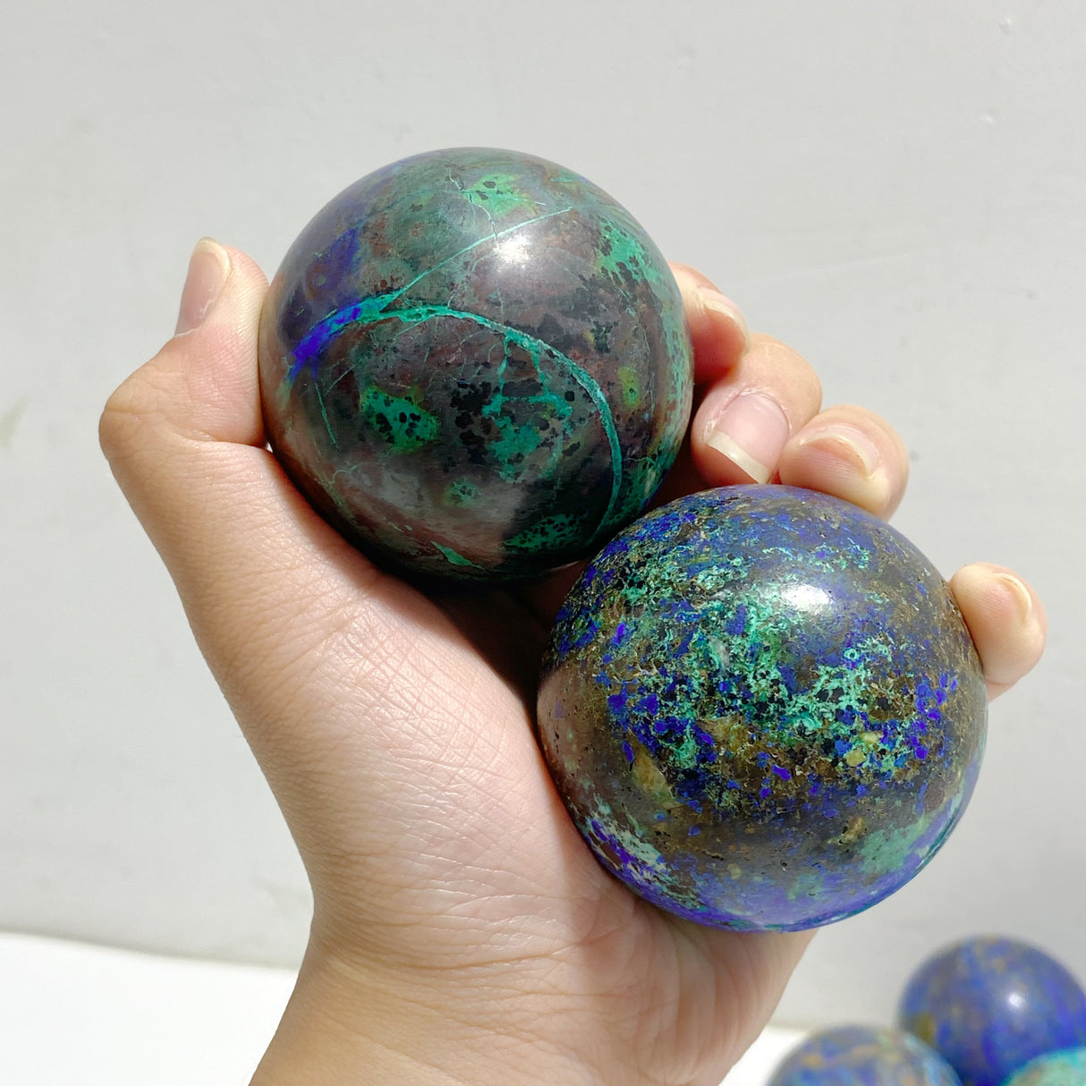 14 Pieces Azurite Mixed Malachite Spheres #4