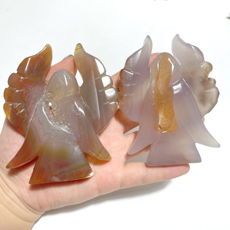 13 Pieces Geode Agate Druzy Angel Carving - Wholesale Crystals