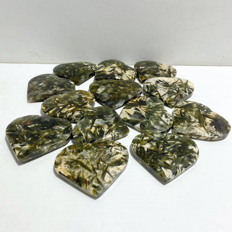 13 Pieces Green Mica Mixed Quartz Heart -Wholesale Crystals