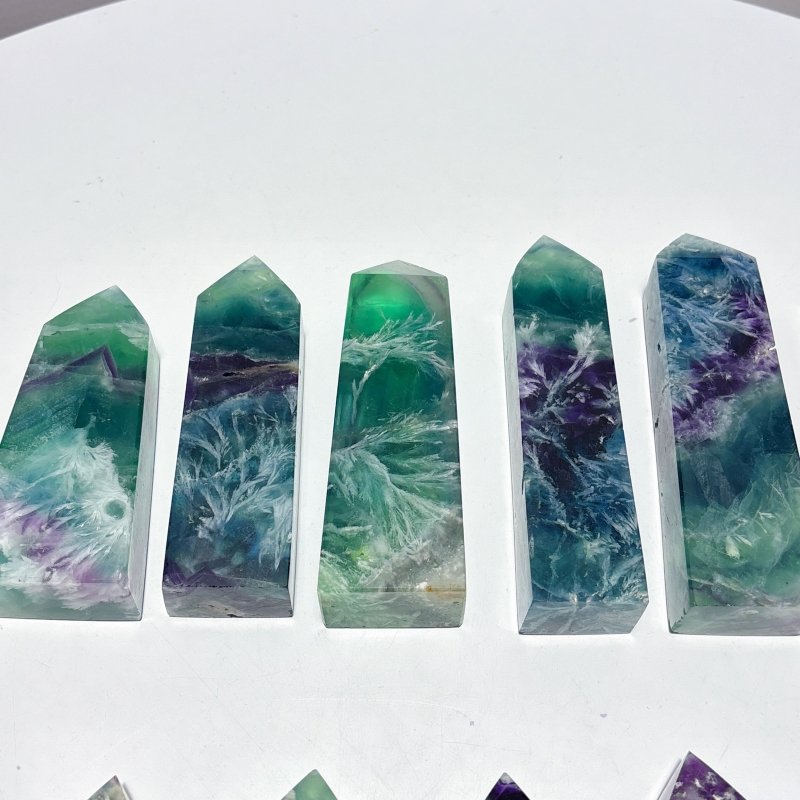 13 Pieces Large Feather Fluorite Four - Sided Tower Points - Wholesale Crystals