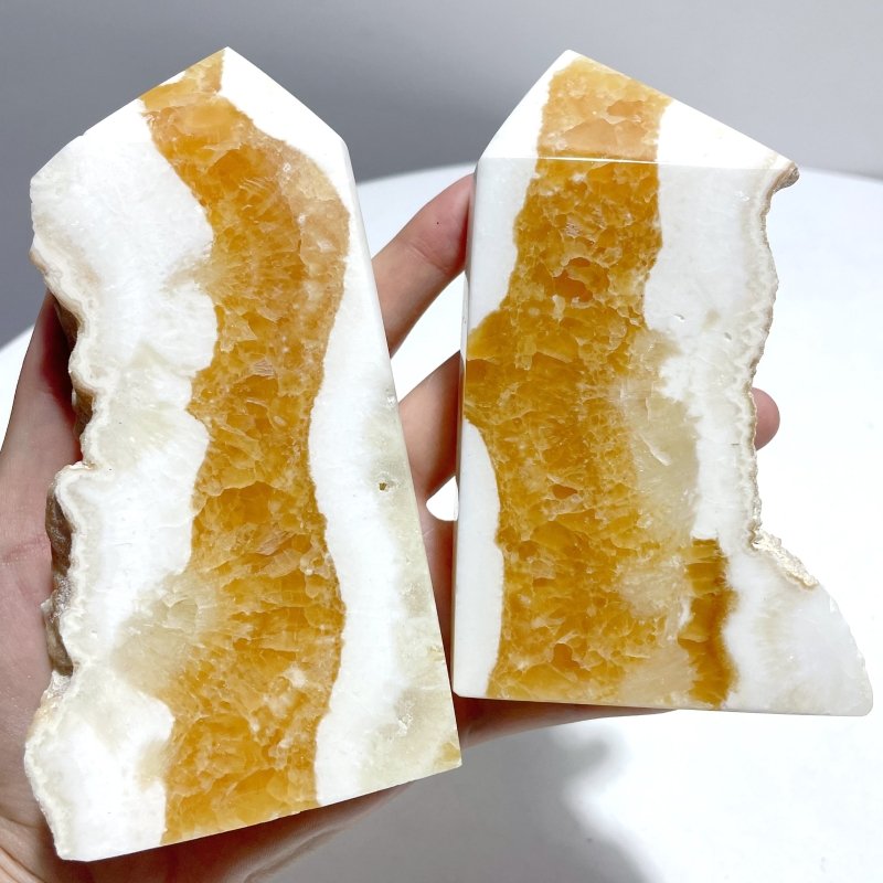 13 Pieces Large Yellow Calcite Tower Raw Side - Wholesale Crystals