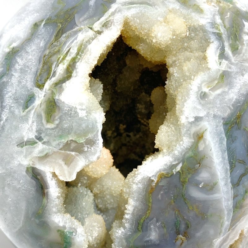 13CM Large Druzy Geode Moss Agate Beautiful Sphere - Wholesale Crystals