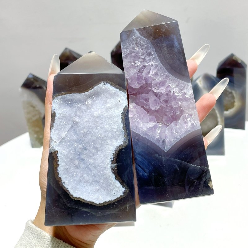 14 Pieces Beautiful Geode Agate Tower - Wholesale Crystals