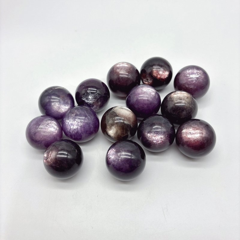 14 Pieces High Quality Purple Lepidolite Spark Spheres -Wholesale Crystals