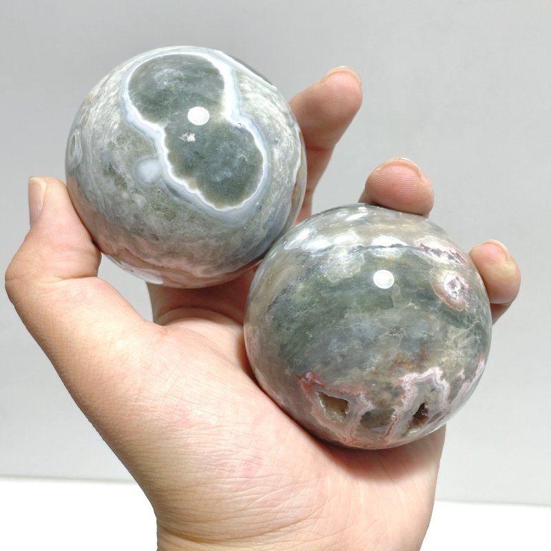 14 Pieces Ocean Jasper Spheres Balls - Wholesale Crystals