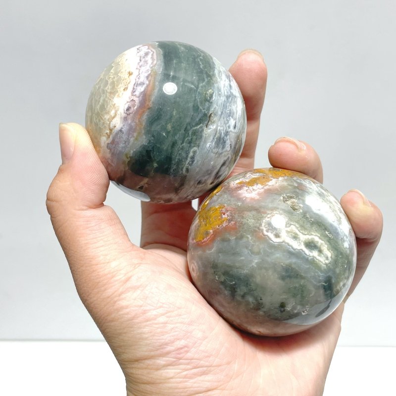14 Pieces Ocean Jasper Spheres Balls - Wholesale Crystals