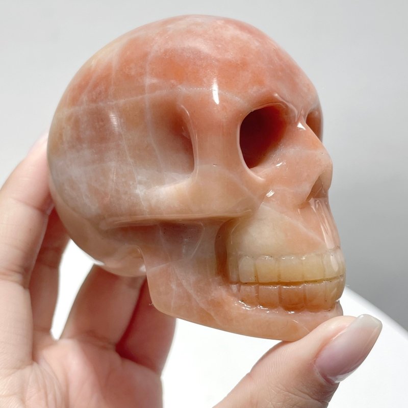 14 Pieces Orange Jade Skull Carving - Wholesale Crystals