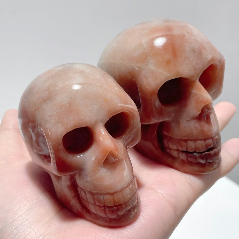 14 Pieces Orange Jade Skull Carving - Wholesale Crystals