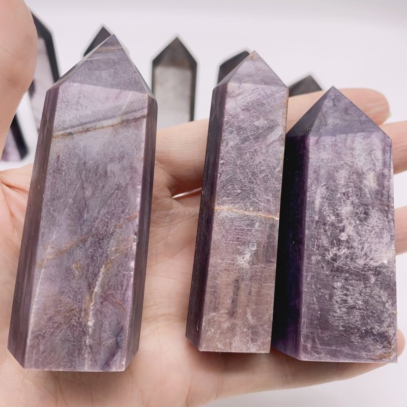 14 Pieces Purple Lepidolite Six-Sided Tower -Wholesale Crystals