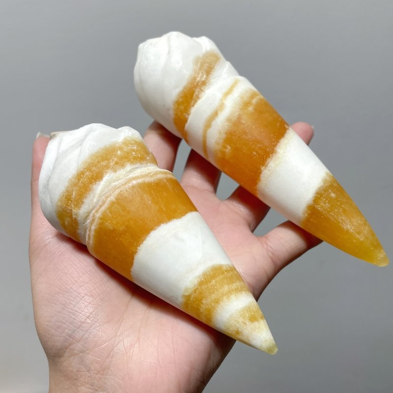 14 Pieces Yellow Calcite Ice Cream Carving - Wholesale Crystals