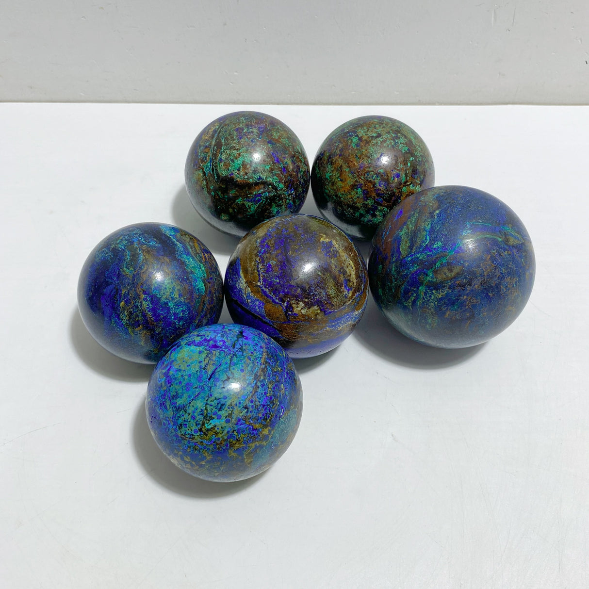 6 Pieces Azurite Mixed Malachite Spheres #2