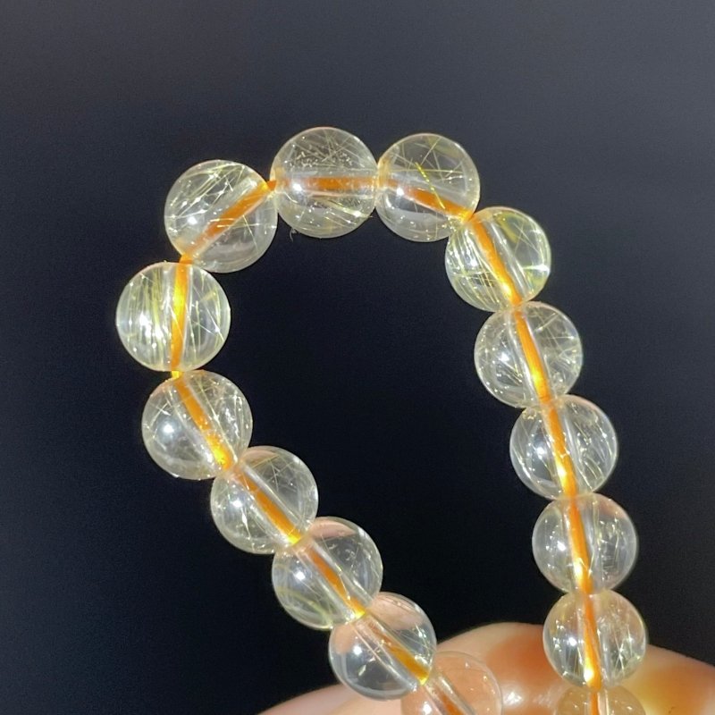 15 Pieces 6mm Rutile Quartz Beads 3 - Loop Bracelet/Necklace For DIY - Wholesale Crystals