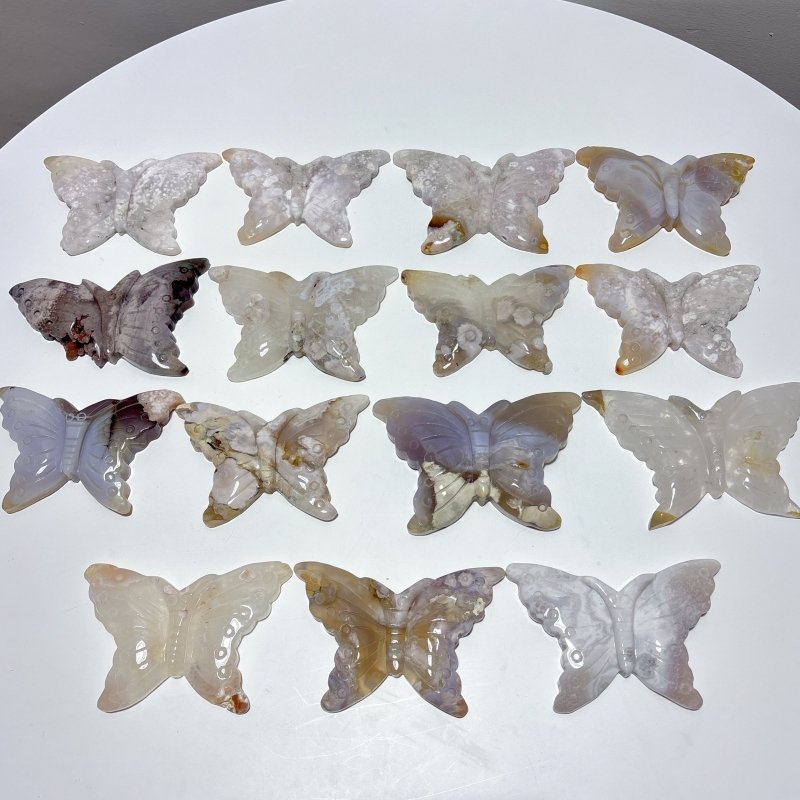 15 Pieces Beautiful Agate Butterfly Carving - Wholesale Crystals