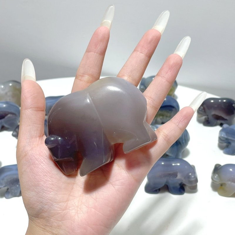 15 Pieces Beautiful Geode Druzy Agate Bear Carving - Wholesale Crystals