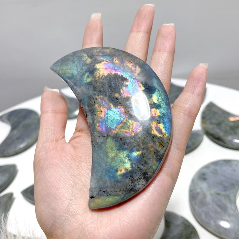 15 Pieces Beautiful Labradorite Moon Carving - Wholesale Crystals