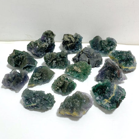 15 Pieces Raw Stone Fluorite Mixed Pyrite -Wholesale Crystals