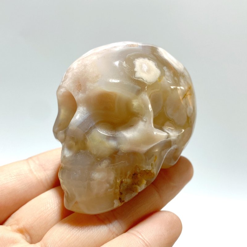 15 Pieces Sakura Flower Agate Skull Carving - Wholesale Crystals