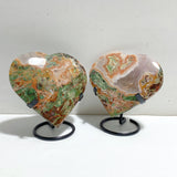7 Pieces Large Money Agate Heart With Stand