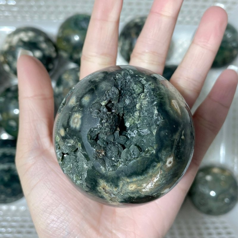 16 Pieces High Quality Green Sea Jasper Crystal Spheres - Wholesale Crystals