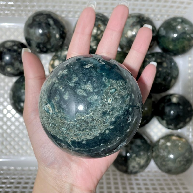 16 Pieces High Quality Green Sea Jasper Crystal Spheres - Wholesale Crystals