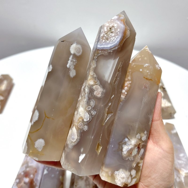 16 Pieces Sakura Flower Agate Tower Points - Wholesale Crystals