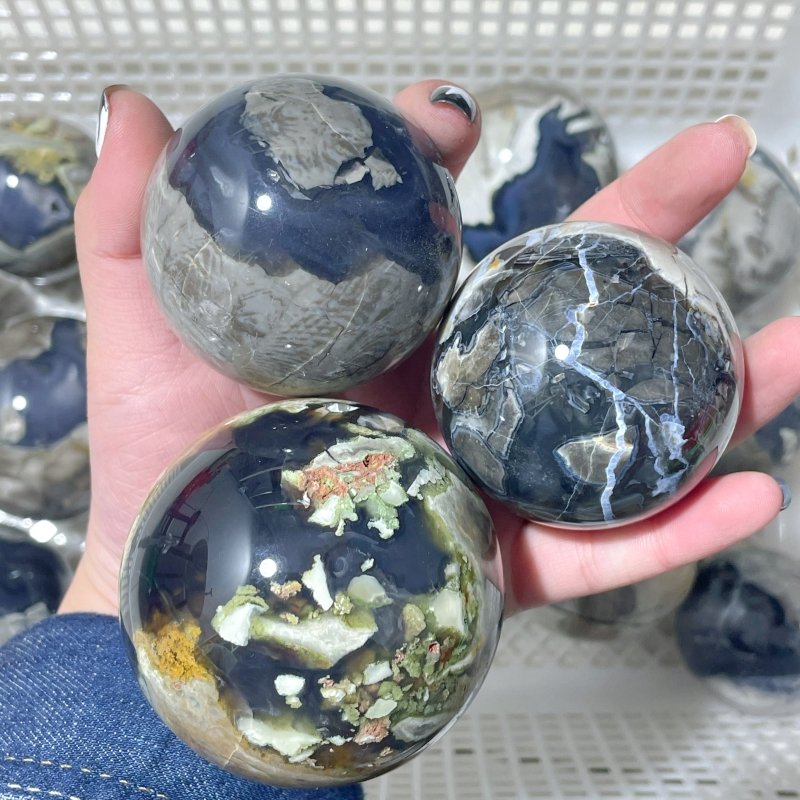 16 Pieces Volcano Agate Sphere(UV - Reactive) - Wholesale Crystals