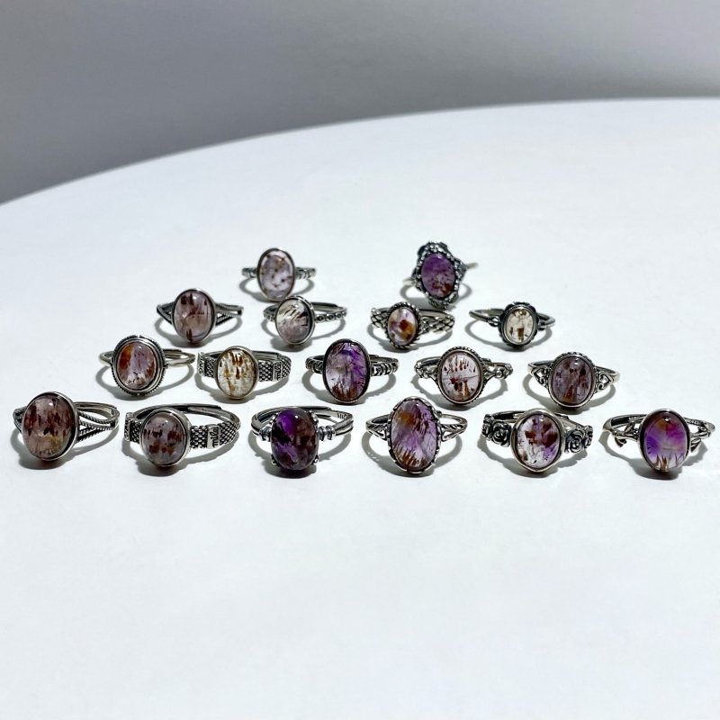 17 Pieces Auralite 23 Crystal Different Styles Sterling Silver Ring - Wholesale Crystals