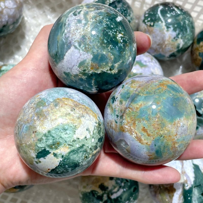 17 Pieces Beautiful Ocean Jasper Spheres - Wholesale Crystals