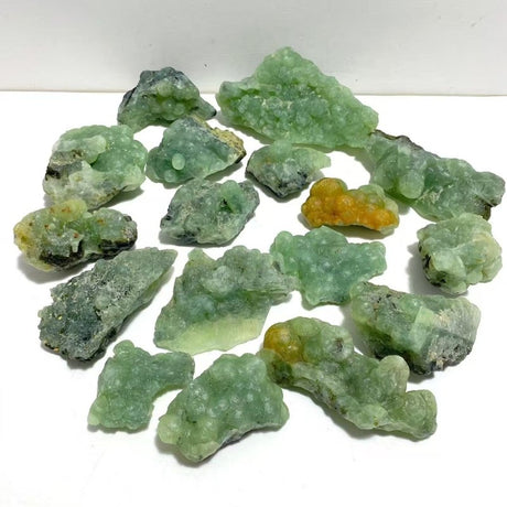 17 Pieces Beautiful Prehnite Mixed Green Tourmaline Raw Stone Specimen - Wholesale Crystals