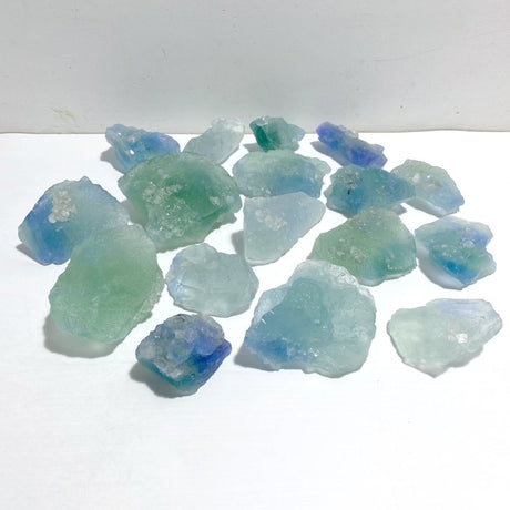 17 Pieces Blue Fluorite Mixed Calcite Raw Stone Specimen - Wholesale Crystals