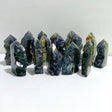 17 Pieces Blue Fluorite Mixed Pyrite Raw Side Tower Point -Wholesale Crystals