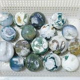 17 Pieces Geode Druzy Moss Agate Spheres - Wholesale Crystals