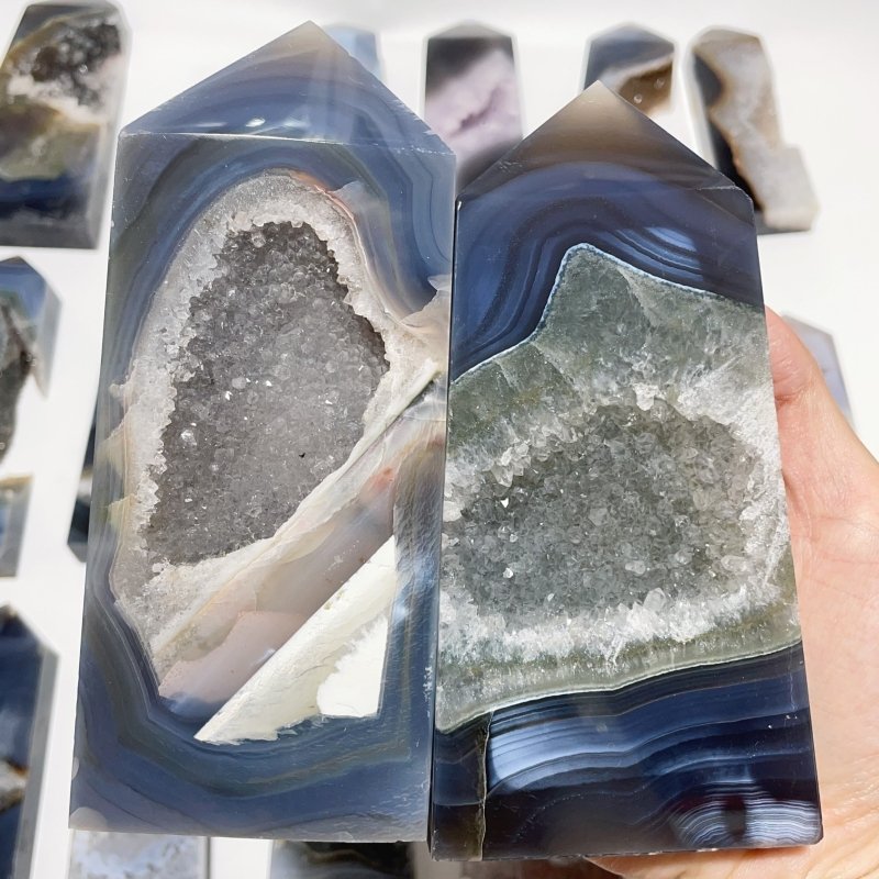 17 Pieces Large Four-sided Druzy Geode Agate Points -Wholesale Crystals