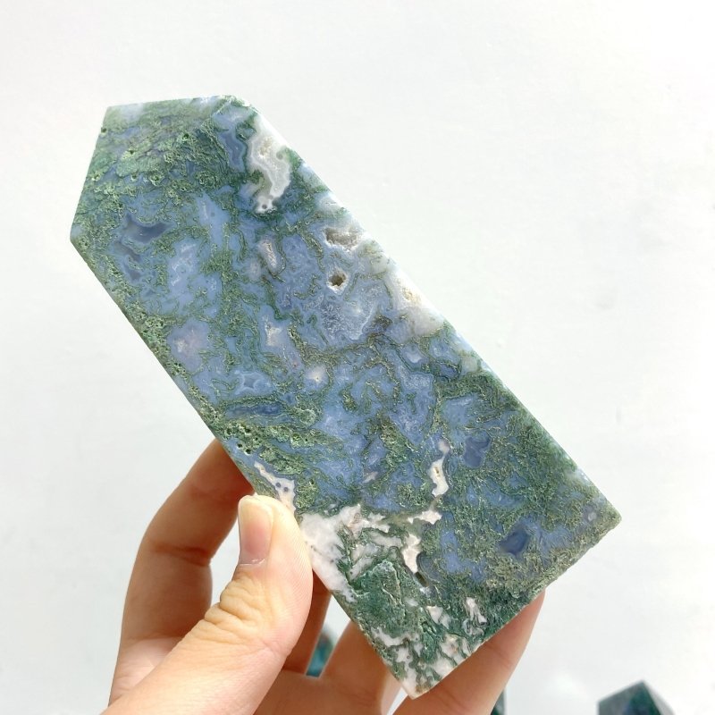 17 Pieces Moss Agate Four - Sided Points - Wholesale Crystals