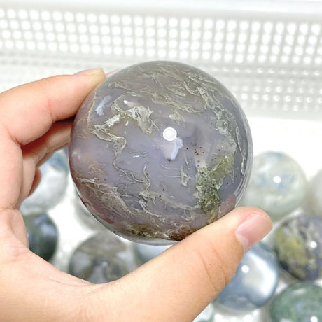 17 Pieces Moss Agate Spheres - Wholesale Crystals