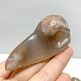 17 Pieces Sakura Flower Agate Crow Skull Carving - Wholesale Crystals