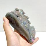 2 Pieces Beautiful Labradorite Flying Dragon Castle Carving
