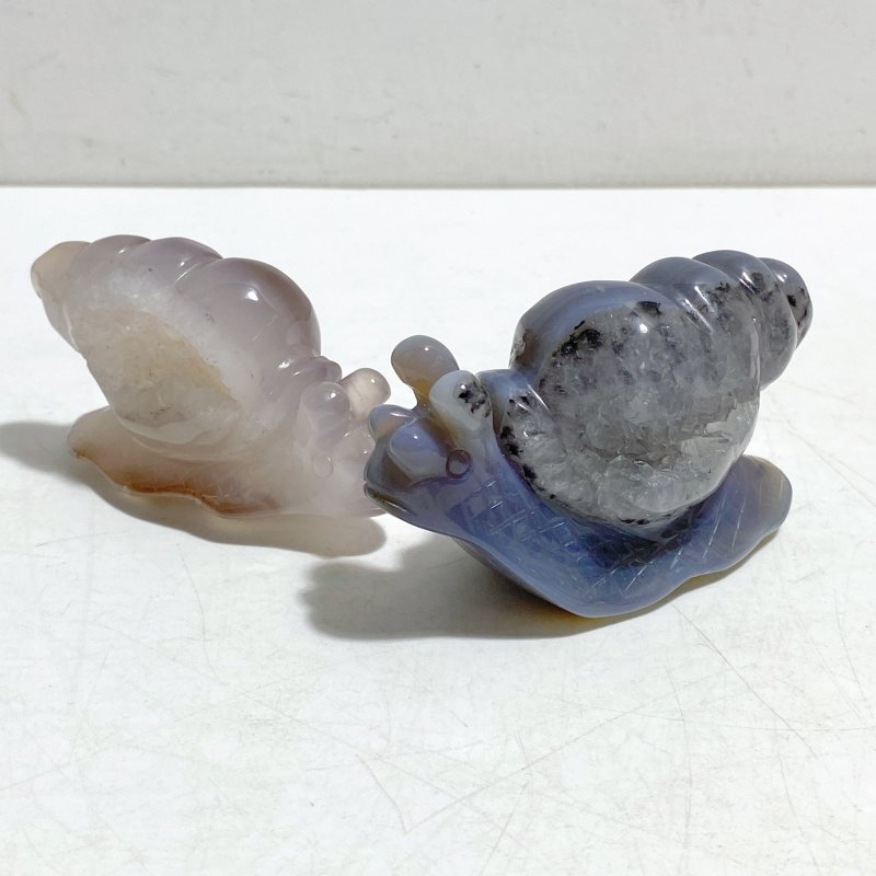 18 Pieces Geode Druzy Agate Snail Carving - Wholesale Crystals